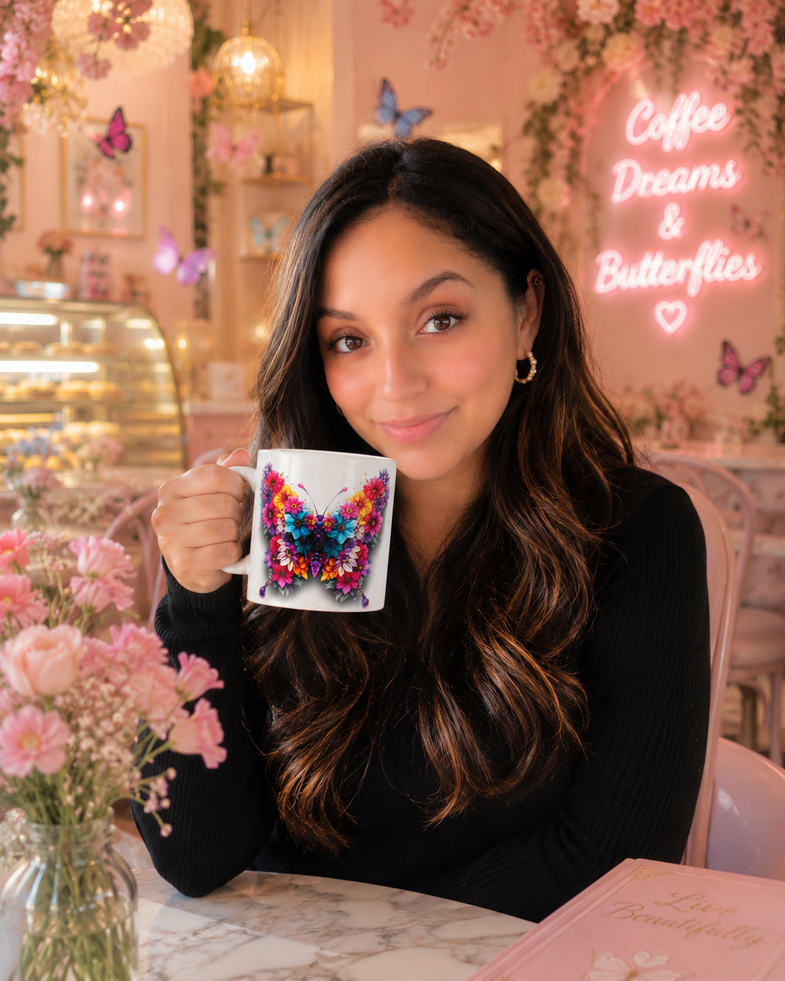 Colorful Butterfly Floral Mug