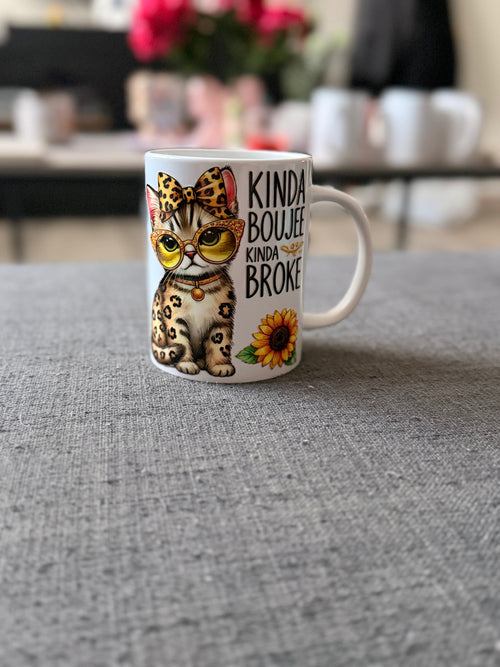 Kinda Boujee, Kinda Broke Cat Coffee mug