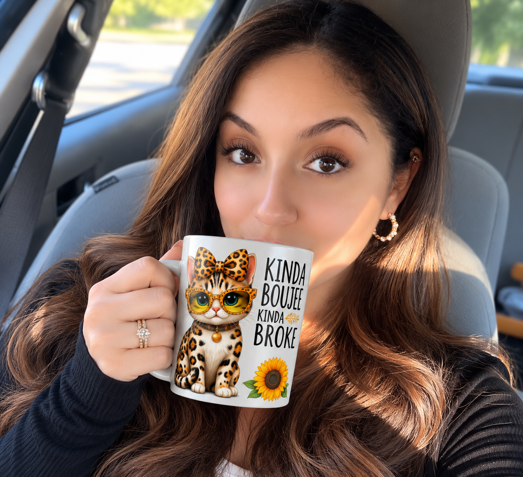 Kinda Boujee, Kinda Broke Cat Coffee mug